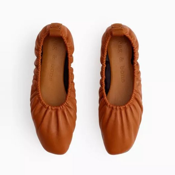 Rag & Bone Elly Cognac Leather Ballet Flats - Picture 1 of 9